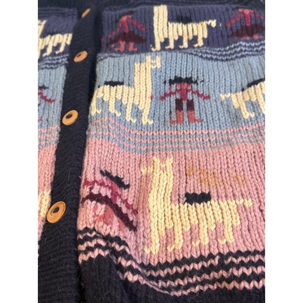 Vintage Maurices Cardigan Novelty Llama 100% Lambswool  Women M Cottagecoreedium - Picture 7 of 7